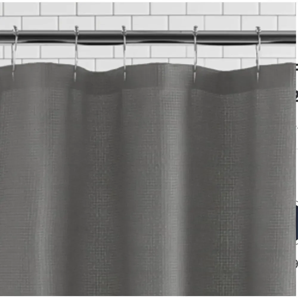 Mainstays Waffle Weave Textured Fabric Shower Curtain
